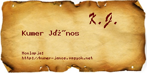 Kumer János névjegykártya